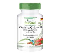 fairvital Acerola con escaramujo, vitamina C natural, 256mg por dosis diaria, ALTA DOSIS, VEGANO, 180 cápsulas