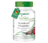 fairvital Acerola con hesperidina, 60 cápsulas, fáciles de tragar, VEGANAS, con vitamina C y extracto de semillas de pomelo
