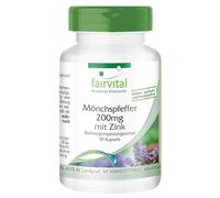 fairvital Agnocasto 200mg con zinc, Vitex agnus-castus, ALTA DOSIS, para 3 meses, VEGANO, 90 cápsulas, fáciles de tragar