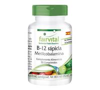 fairvital B-12 metilcobalamina, 90 comprimidos, fáciles de tragar, VEGANOS, rápida absorción a través de la mucosa bucal