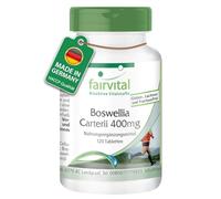 fairvital Boswellia carterii 400mg, 120 comprimidos veganos, extracto de incienso africano, 65% de ácidos boswélicos, calidad certificada y alta dosis, fabricado en Alemania