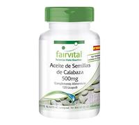 fairvital Cápsulas de aceite de semillas de calabaza, 120 LiCaps®, fáciles de tragar, 2000mg por dosis diaria, natural y prensado en frío, alta dosis, VEGANO