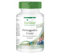 fairvital Cápsulas de ashwagandha, 60 cápsulas, ALTA DOSIS, 1000mg de extracto de ashwagandha 12:1 por dosis diaria, 5% de withanólidos, VEGANO, Withania somnifera