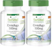 fairvital Cápsulas de cimicífuga 500mg, 120 cápsulas, 1000mg por dosis diaria, Cimicifuga, calidad certificada y alta dosis, 100% vegano, fabricado en Alemania (Paquete de 2)