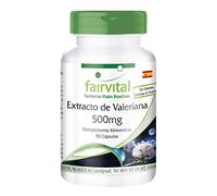 fairvital Cápsulas de extracto de valeriana, 90 cápsulas, ALTA DOSIS, 500mg de extracto de raíz de valeriana 4:1 por cápsula, VEGANO, Valeriana officinalis