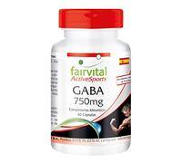 fairvital Cápsulas de GABA 750mg, 60 cápsulas, ALTA DOSIS, 1500mg por dosis diaria, VEGANO, ácido gamma-aminobutírico