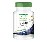 fairvital Cápsulas de L-lisina 500mg, ALTA DOSIS, aminoácido esencial, lisina HCL, 100 cápsulas