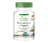 fairvital Citrato de calcio y magnesio, 180 cápsulas, ALTA DOSIS, cápsulas de calcio y magnesio, VEGANAS