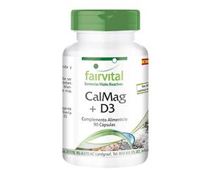 fairvital Citrato de calcio y magnesio con vitamina D3, 90 cápsulas, ALTA DOSIS, Cal-Mag + vitamina D3 (colecalciferol)