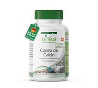 fairvital Comprimidos de citrato de calcio, 300mg de calcio, 90 comprimidos, ALTA DOSIS, VEGANOS, sustancia pura sin aditivos