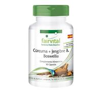 fairvital Cúrcuma, jengibre y boswellia con vitamina C, 90 cápsulas, veganas, con extracto de pimienta negra