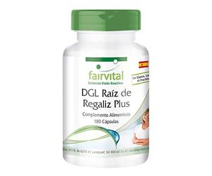 fairvital DGL Plus, 180 cápsulas, ALTA DOSIS, VEGANO, con regaliz, malvavisco, olmo y aloe vera