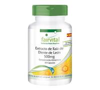 fairvital Diente de león, 500mg de extracto de raíz de diente de león por cápsula, ALTA DOSIS, 10 veces concentrado, VEGANO, 90 cápsulas