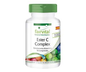 fairvital Ester C 500mg, 90 comprimidos, complejo de vitamina C con bioflavonoides, ALTA DOSIS Y VEGANO, vitamina C tamponada, fácil de digerir, fácil de tragar