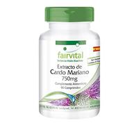 fairvital Extracto de cardo mariano 750mg, 90 comprimidos, ALTA DOSIS con 750mg de extracto de cardo mariano por comprimido, VEGANO, 80% de silimarina