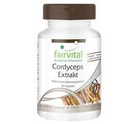 Fairvital | Extracto de Cordyceps 500mg - VEGANO - Cordyceps Sinensis - Dosis elevada - 40% de polisacáridos - 90 Cápsulas - Calidad Alemana