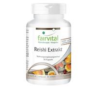 fairvital Extracto de reishi, 90 cápsulas, fáciles de tragar, ALTA DOSIS, 500mg por cápsula, Ganoderma lucidum, 30% de polisacáridos, VEGANO