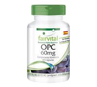 fairvital Extracto de semilla de uva OPC, 60 cápsulas, fáciles de tragar, con 540mg por dosis diaria, alta dosis, VEGANO, proantocianidinas oligoméricas