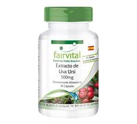 fairvital Extracto de Uva Ursi 500mg, 90 cápsulas, fáciles de tragar, extracto de hoja de gayuba, con un 20% de arbutina, ALTA DOSIS, VEGANO