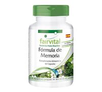 fairvital Fórmula para la memoria, 60 cápsulas, ALTA DOSIS, VEGANO, con brahmi (Bacopa monnieri), ginkgo y más