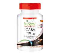 fairvital GABA 750mg, 90 cápsulas, para 45 DÍAS, 1500mg por dosis diaria, VEGANO, ácido gamma-aminobutírico