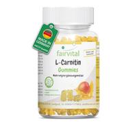 Fairvital | Gominolas L-carnitina - 60 unidades - 1000mg por dosis diaria - Sabor a mango - Alta dosis - 100% veganas + sin azúcar - Calidad comprobada - Fabricadas en Alemania