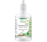 fairvital Gotas de vitamina D3, 50 ml, 1000 UI por gota, en aceite MCT de coco, vitamina D líquida con 1600 gotas por frasco