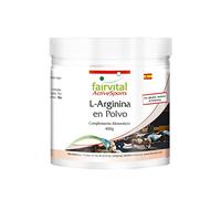 fairvital L-arginina en polvo 400 g, L-arginina HCL 100% pura sin aditivos, 100% vegana, aminoácido