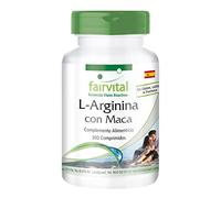 fairvital L-arginina + Maca Plus, 300 comprimidos, ALTA DOSIS, con 1245mg de L-arginina, betaglucano, OPC, zinc + 6250mg de raíz de maca negra por dosis diaria