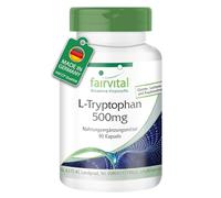 fairvital L-triptófano en cápsulas de 500mg, 90 cápsulas, ALTA DOSIS, VEGANO, aminoácido esencial