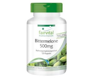 fairvital Melón amargo, 120 cápsulas, con 500mg de extracto de melón amargo y 20µg de cromo por cápsula, ALTA DOSIS, VEGANO, con un 10% de charantina