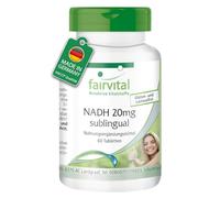 fairvital NADH 20mg sublingual, 60 comprimidos para chupar, ALTA DOSIS, coenzima 1, VEGANO