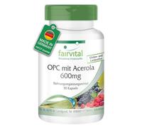 fairvital OPC extracto de semilla de uva 600mg con acerola, 90 cápsulas, ALTA DOSIS, VEGANO