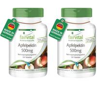 fairvital Pectina de manzana 500mg comprimidos, 100 comprimidos, con fibra soluble, calcio y vitamina C, VEGANO (Paquete de 2)