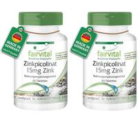 fairvital Picolinato de zinc 15mg, 60 comprimidos, fáciles de tragar, ALTA DOSIS, VEGANOS (Paquete de 2)