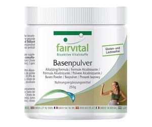 fairvital Polvo alcalino, 250 g, rico en magnesio, zinc, potasio, calcio, cromo, selenio, hierro, cobre y molibdeno, vegano, ayuno alcalino