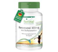 fairvital Resveratrol 100mg cápsulas con bioflavonoides, 90 cápsulas, VEGANO, con rutina, OPC y quercetina