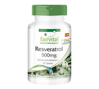 fairvital Resveratrol 500mg, 90 cápsulas, 500mg de trans-resveratrol por cápsula, ALTA DOSIS, a partir de extracto de poligono, vegano