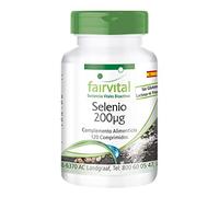 fairvital Selenio 200 mcg comprimidos, 120 comprimidos, fáciles de tragar, ALTA DOSIS, VEGANOS, selenometionina, tiroides