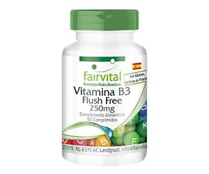 fairvital Vitamina B3 sin enrojecimiento, niacina 250mg, ALTA DOSIS, VEGANO, 90 comprimidos