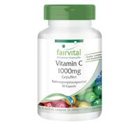 fairvital Vitamina C 1000mg tamponada, 90 cápsulas, alta dosis, VEGANA, ascorbato de calcio