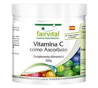 fairvital Vitamina C en polvo, con 1156mg de vitamina C por dosis diaria, tamponada como ascorbato de calcio, VEGANA, envase de 300 g