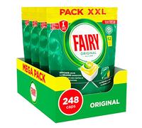 Fairy Detergente en pastillas para lavavajillas, abrillantador, 248 cápsulas para lavavajillas, original limón, acción limpiadora al primer lavado, eficaz sobre la grasa incrustada con acción