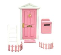 Fairy Door Kit - Miniature Wooden Door Set with Mailbox, Ladder, Fences & Carpet |, Vibrante Colors, 1:12 Scale for Decor