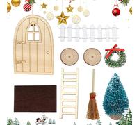 Fairy Door Wooden Garden Doors - Wood | 9PCS Doll House Decoration | Christmas Doll House Miniature Decor For Garden Decoration, Kids Playhouse and Festive Holiday Home Display Use