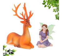 Fairy Figurines, Cute Deer Resin, 2.2x2.12x1.88 Inches Tiny Tool, Village Decor with Secure Grip, Outdoor Accessory for Backyard Farm Gate Desk Desktop Birthday Party Flowers, Garden Supply for Travel