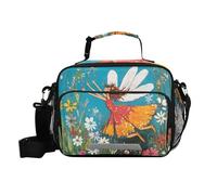 Fairy Flying in The Flower Garden - Lonchera aislada con soporte para botellas, bolsa grande con correa para el hombro, para niños y universidades