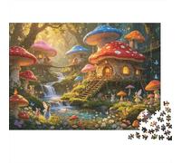 Fairy Forest Adult Jigsaws 1000 Piezas Reciclado Material Mushroom House Puzzle Accesorios de Juego de Puzzle Juego de Fiesta Props Excelente Idea de Regalo para Mujeres 38x26cm/1000pcs