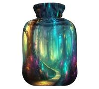 Fairy Forest - Botella de agua caliente con funda de forro polar suave, bolsa de agua caliente para aliviar el dolor de cuello y hombros, terapias frías y calientes, talla L