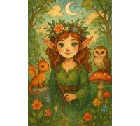 Fairy Forest Elf Notebook - Cute Elf Girl, Fantasy Dragon & Owl Friend | Whimsical Mushroom Woodland Art Cover | Lined Composition Notebook 6x9 Inch, ... | Fairytale Nature & Mythical Creature Lover